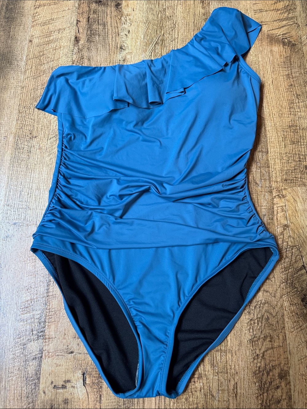 Women's One-Shoulder Ruffled Blue One-Piece Swimsuit NWT ✨